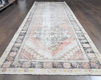 専用3m超レッドローズ77.5×322イエローランナー　トルコヴィンテージラグ ピンクのトルコ製ランナーラグ：ヴィンテージ風ファームハウススタイル