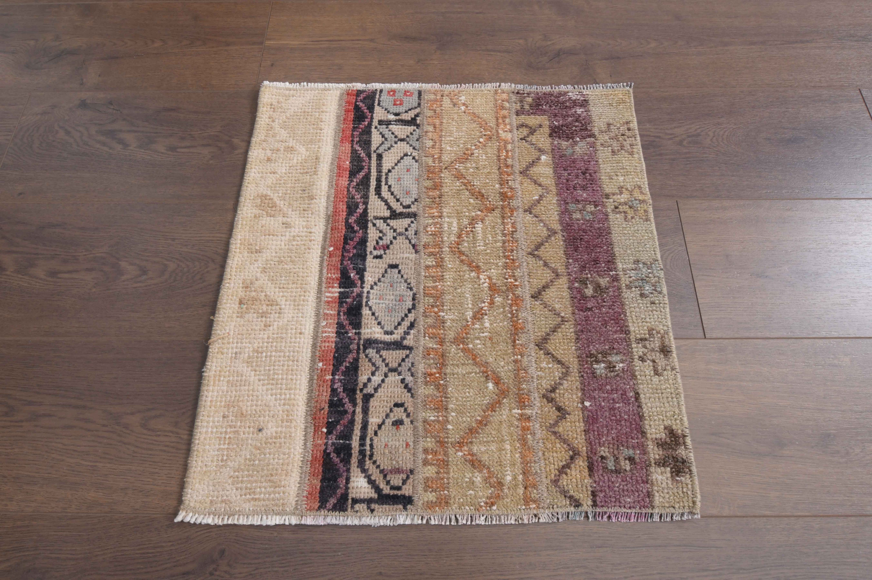 パッチワークトルコラグ：ヴィンテージ トライバル ドアマット