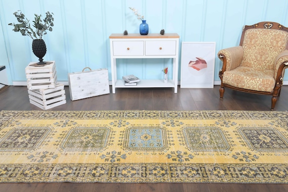 ヴィンテージ　トルコ製ランナーラグ トルコヴィンテージラグ 44.5×106 ランナーラグ 紫 グレイ くすみ