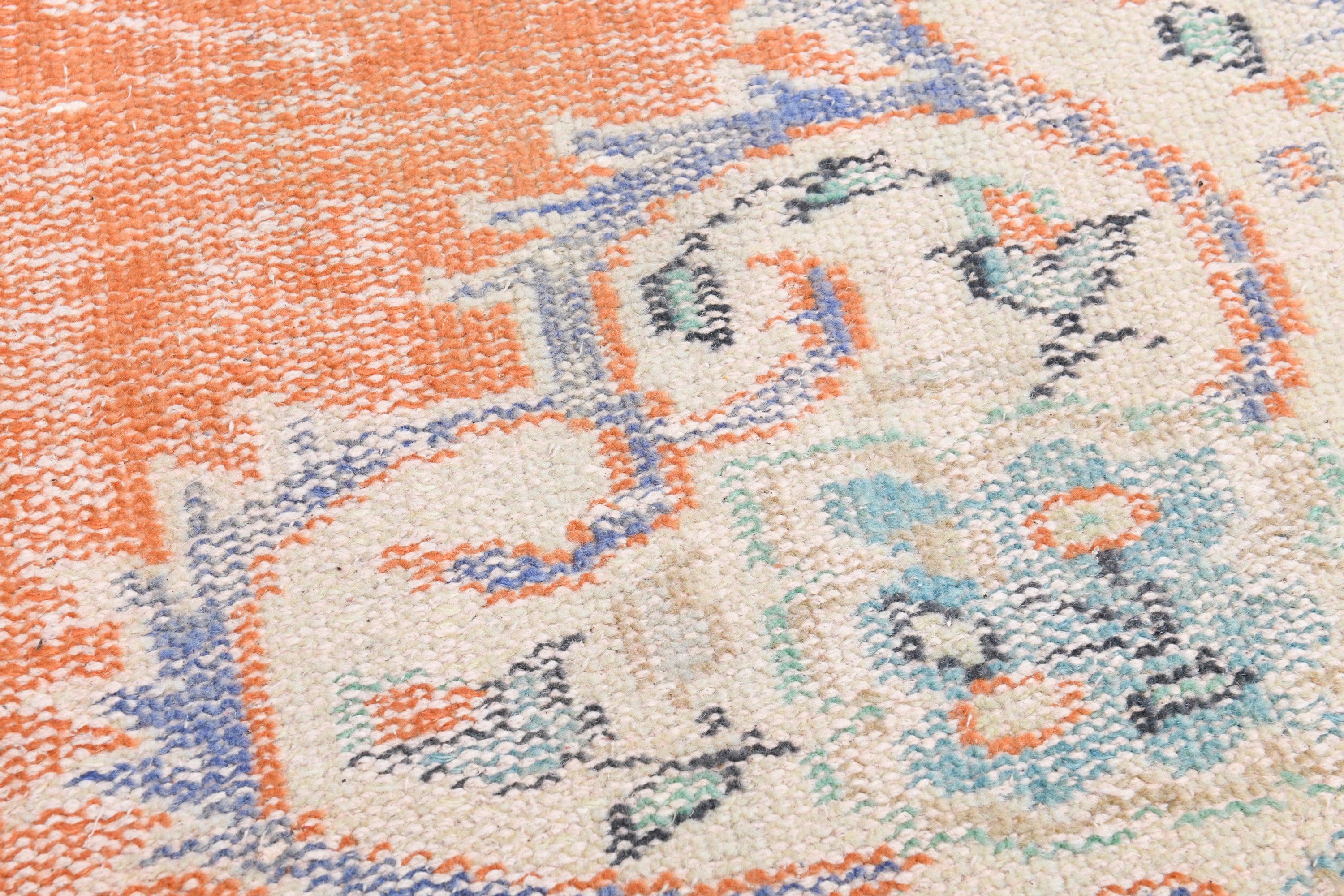 オレンジ色のトルコ絨毯（5.4x7.8フィート）：ヴィンテージウールの