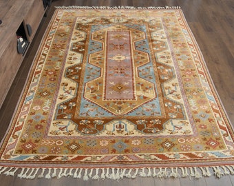 手作りトルコ製ヴィンテージラグ（9.6x12.4フィート）：オレンジ