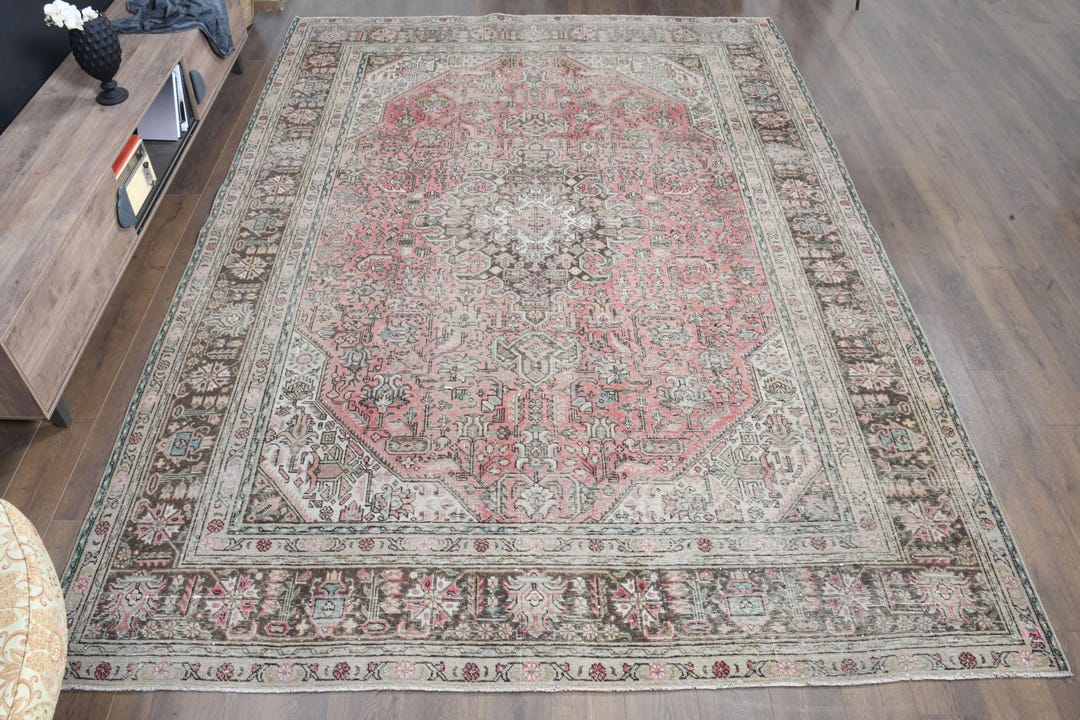 大判　241×131 カメリアピンク　トルコヴィンテージラグ　メダリオン 大判 241×131 カメリアピンク トルコヴィンテージラグ メダリオン 9x12