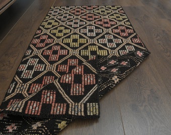 Vintage Turkish Kilim Runner Rug: Brown Beige Decor, 2x4'3 ft