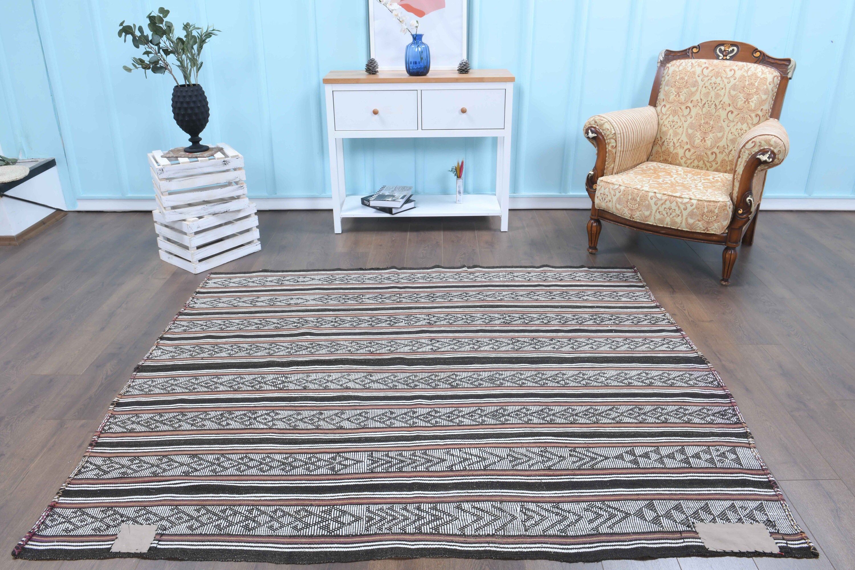 5'8x6'9 ft UNIQUE RUG Striped Rug Area Rug Vintage Etsy