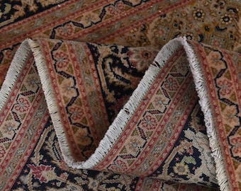 5x6 Black Beige Pink Vintage Rug, Rust Border Oriental Medallion Rug, Fine Hand Knotted Turkish Rug, 5" x 6'4"