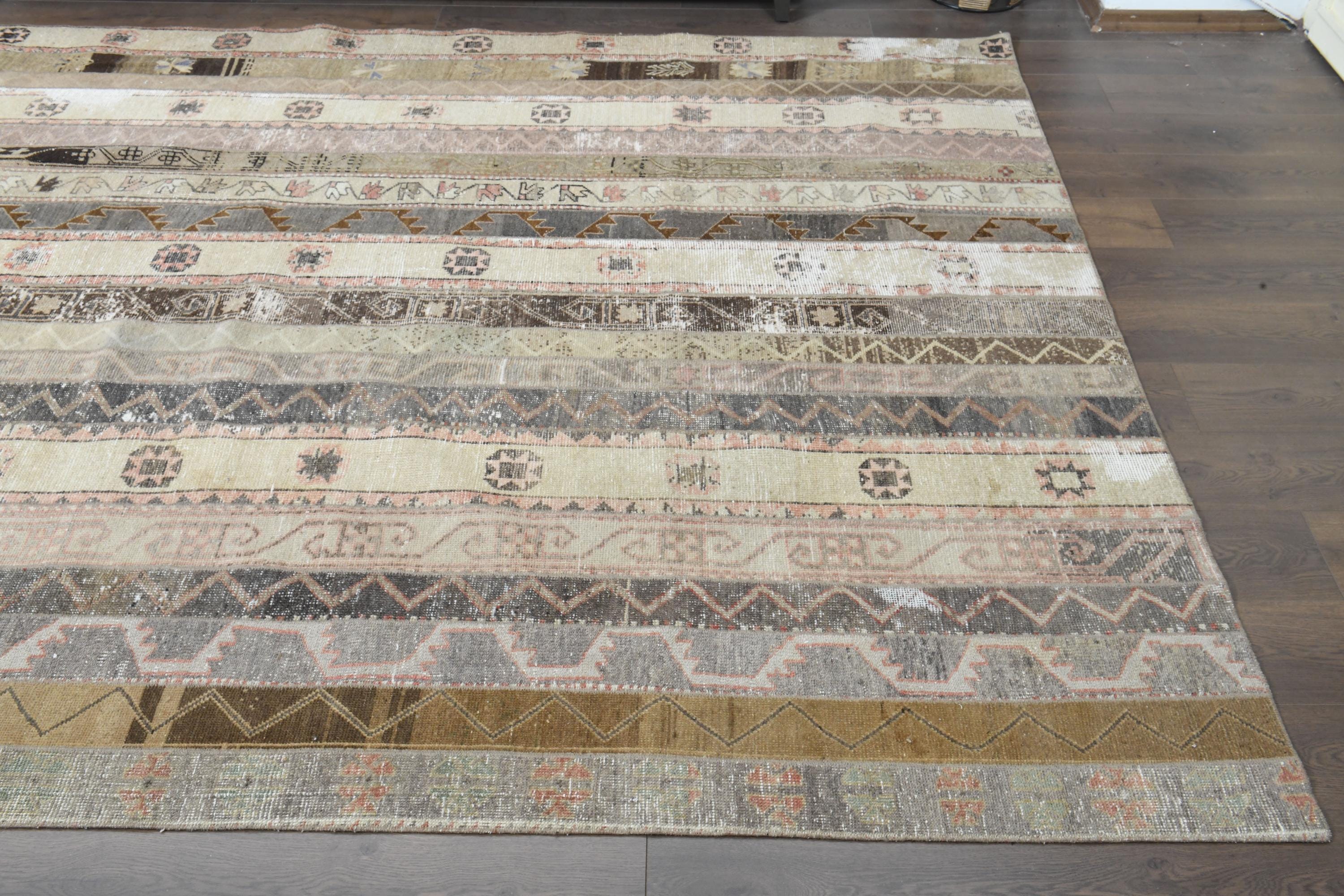 Handmade Turkish Patchwork Rug: Vintage Wool Farmhouse Rug (7'6x12