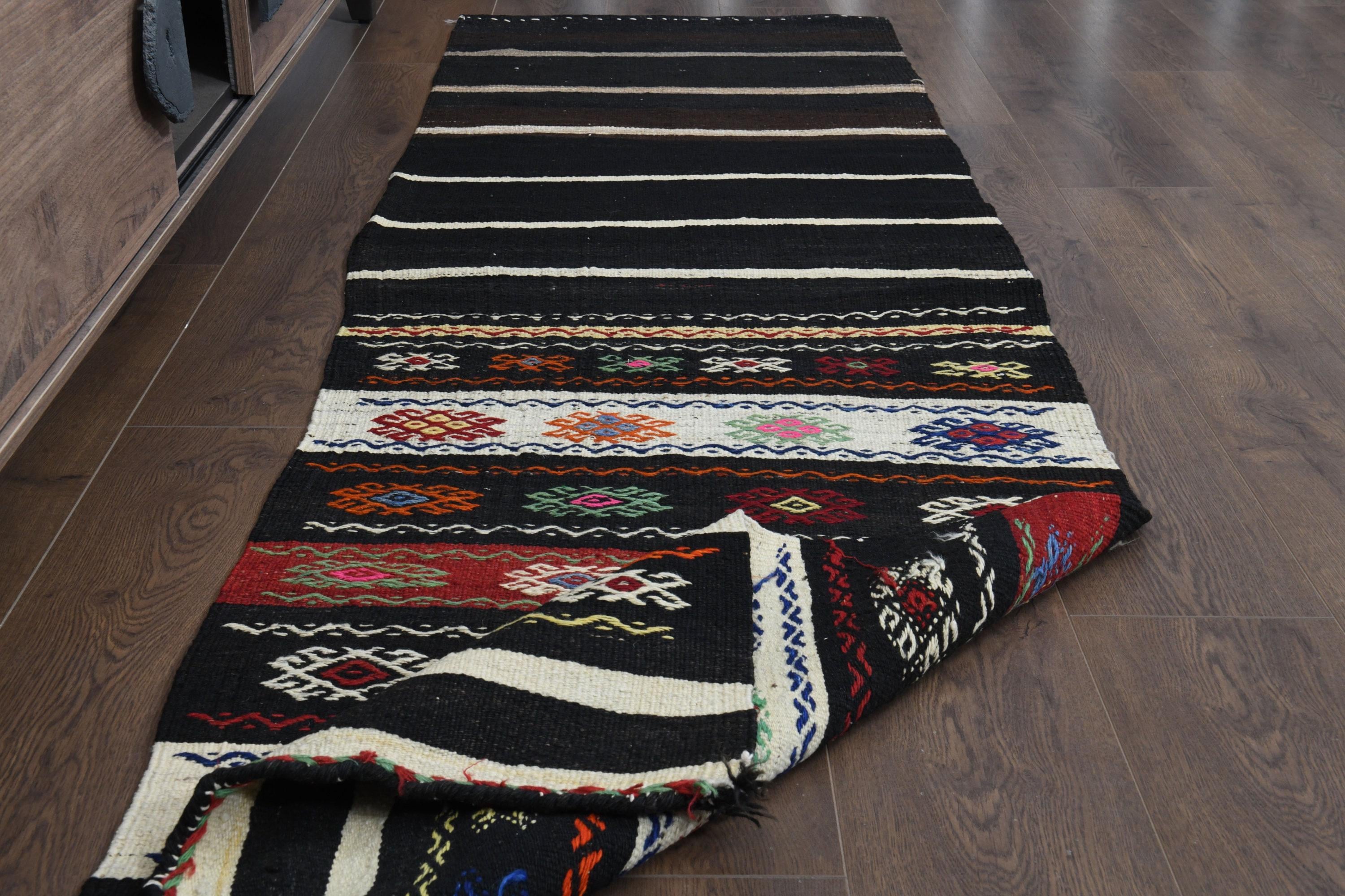 ヴィンテージトルコキリムランナーラグ：手織りウール廊下用ラグ（2