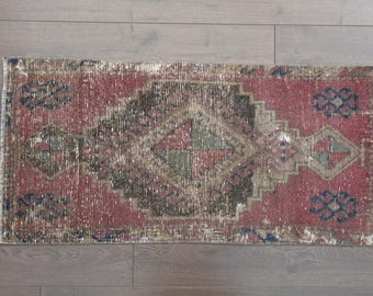 1'7x3'6 ft, TURKISH SMALL RUG, Doormat, Turkish Rug, Rug 2x3, Vintage Rug, Handmade Rug, Vintage Mini Rug, Tribal Rug, 2x3 Wool Rug