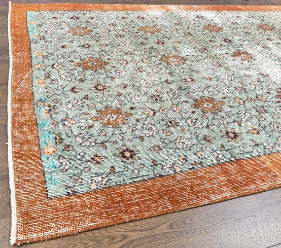 グレー花柄　ヴィンテージラグ　トルコラグ Vintage rug patchwork 95×63/トルコラグ ヴィンテージラグ
