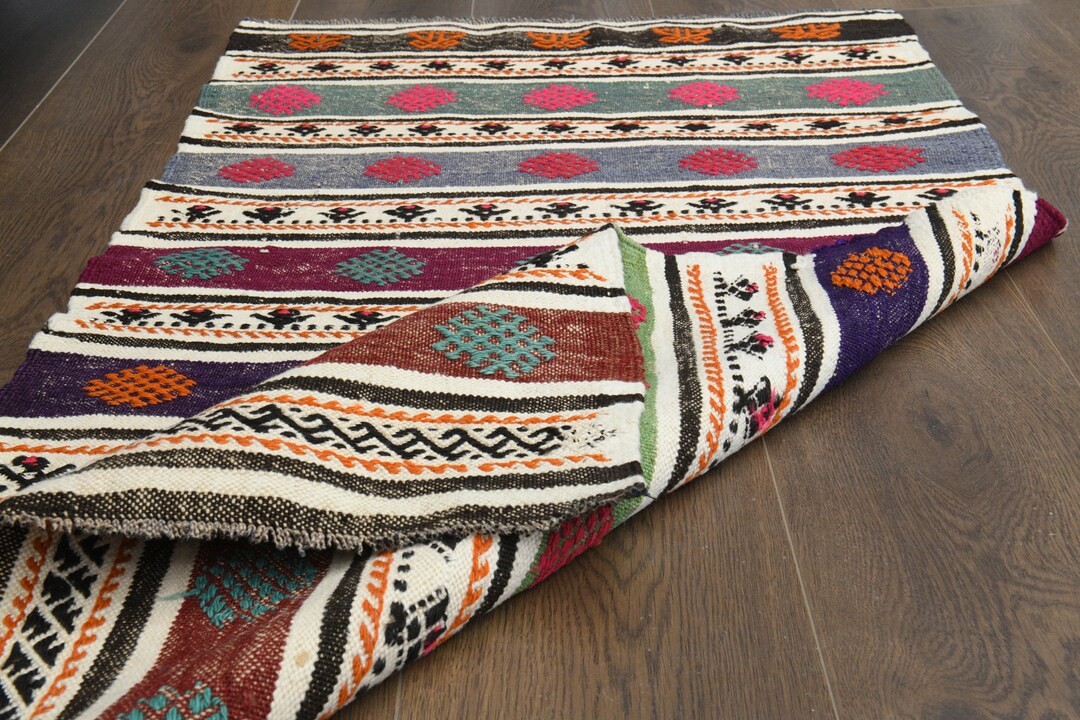 2x4, MINIMALIST, TURKISH RUG, Vintage Rug, Handmade Rug, Colorful Kilim