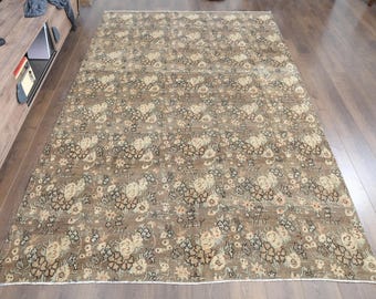 6&#39;8x10&#39;6 ft, SHABBY DECOR, Living Room Rug, Rug 7x11, Turkish Vintage Rug, Faded Rug, Brown Rug, Area Rug 7x11, Area Rug, Living Room Rug