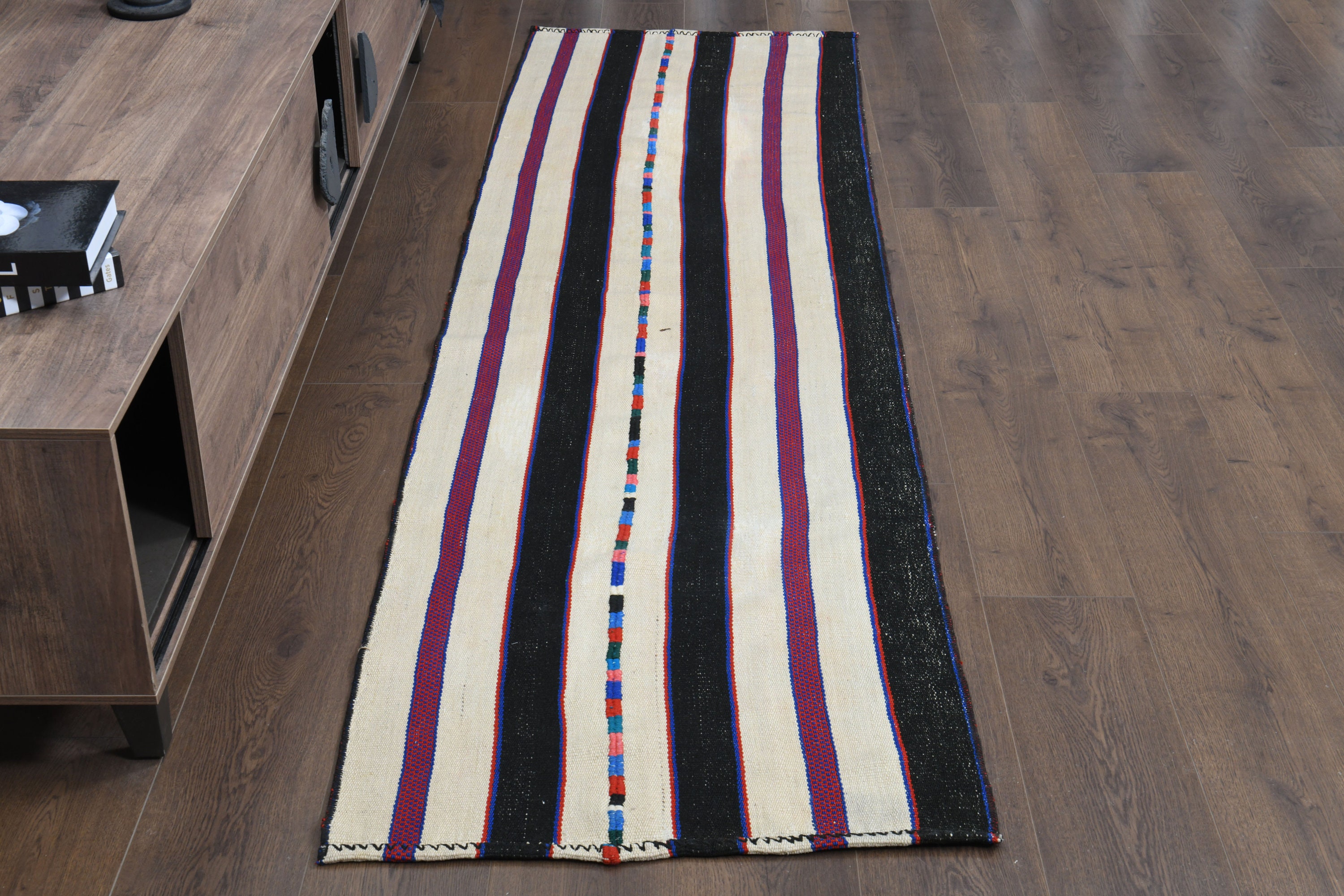 ヴィンテージ トルコ キリム ランナーラグ：ベージュ、ブラウン