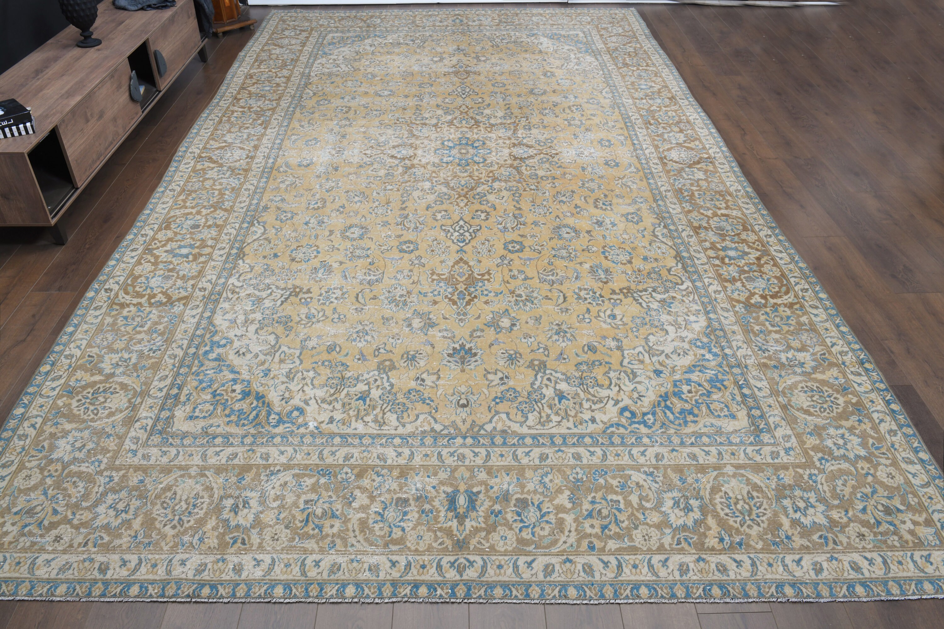 特大ヴィンテージトルコウシャクラグ：オレンジ、ブルー、ブラウン（9