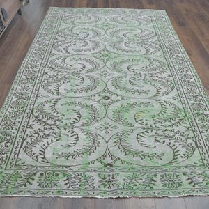 Rare Turkish Rug 6&#39;1&quot;x9&#39;7&quot; - Vintage Handmade Tribal Rug in Beige Green & Brown | One of a Kind Interior Designer Decor