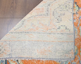 ペールオレンジ ランナー 166×59 シャビー トルコヴィンテージラグ