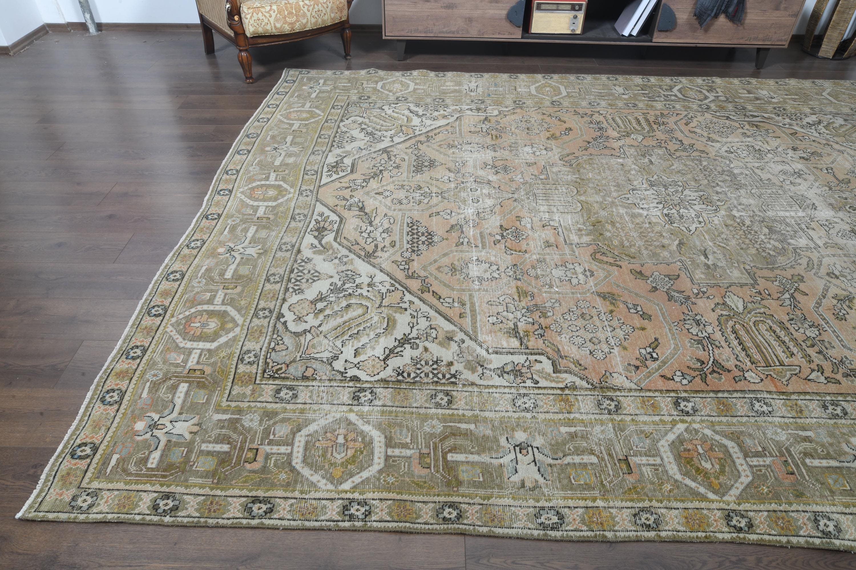 手作りトルコ製ヴィンテージラグ（9.6x12.4フィート）：オレンジ