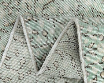 Sage Green Vintage Rug 5x9, Faded Cream Allover Floral Turkish Rug, Muted Oushak Area Rug