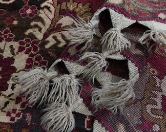 Handmade Purple Oushak Rug, Vintage Turkish Carpet, 6'4x10'9 ft