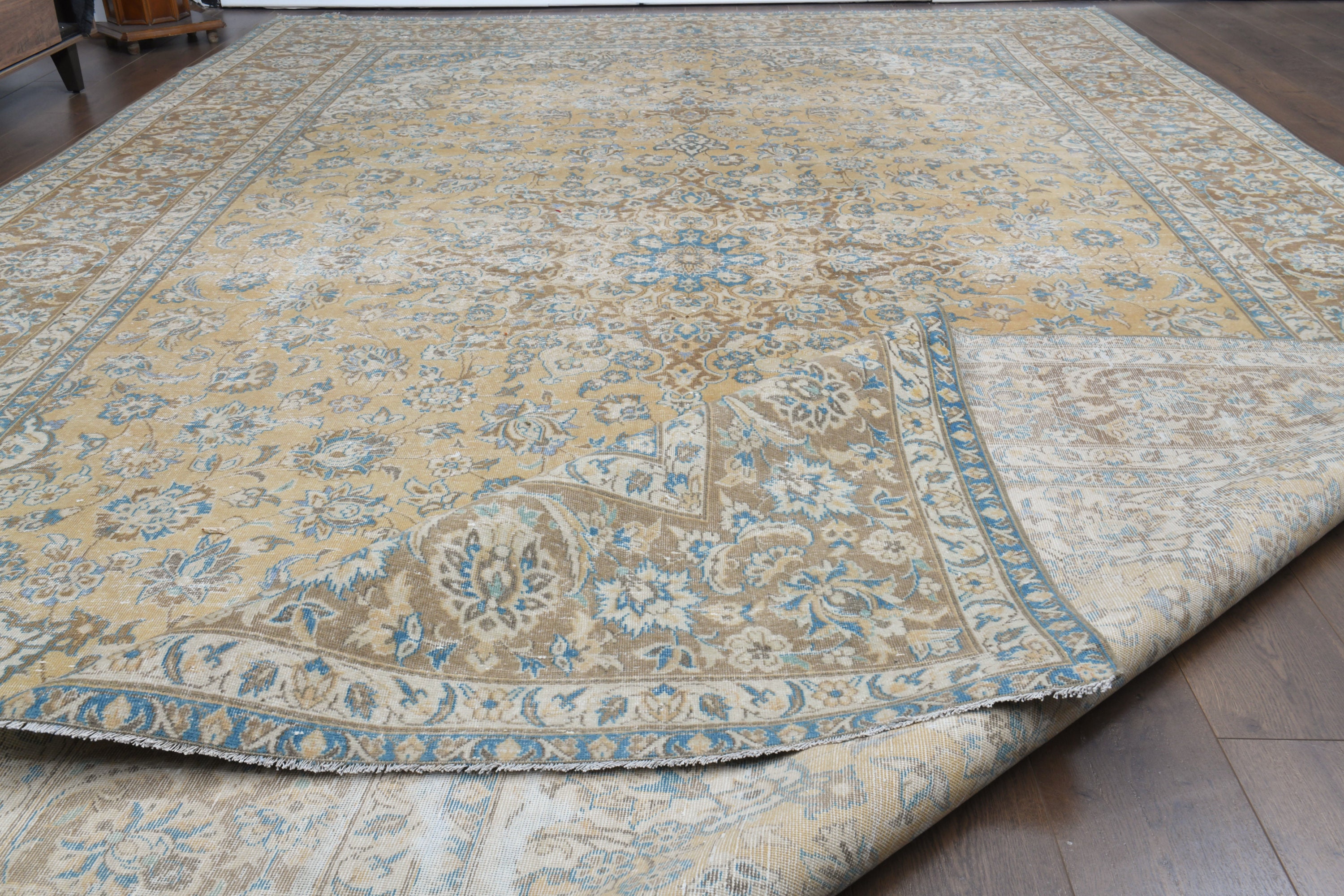 特大ヴィンテージトルコウシャクラグ：オレンジ、ブルー、ブラウン（9