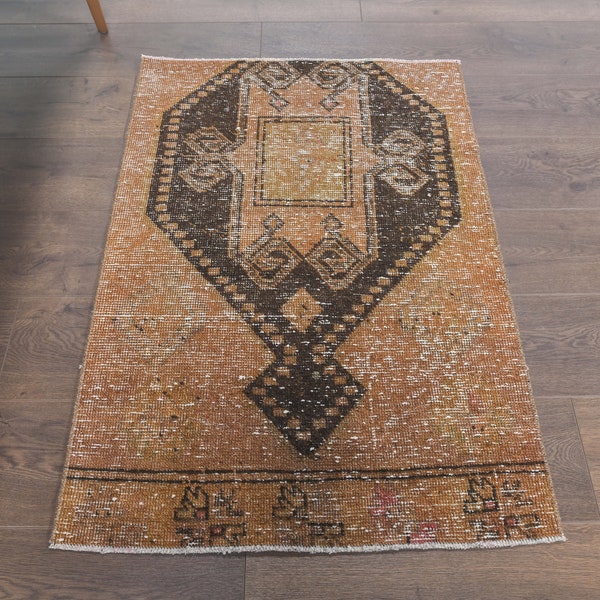 68 x 40 pouces, tapis, tapis turc, tapis vintage, tapis 2 x 3, paillasson de bain, tapis tribal, tapis orange 2 x 3, tapis fait main, architecte d'intérieur, paillasson 2 x 3