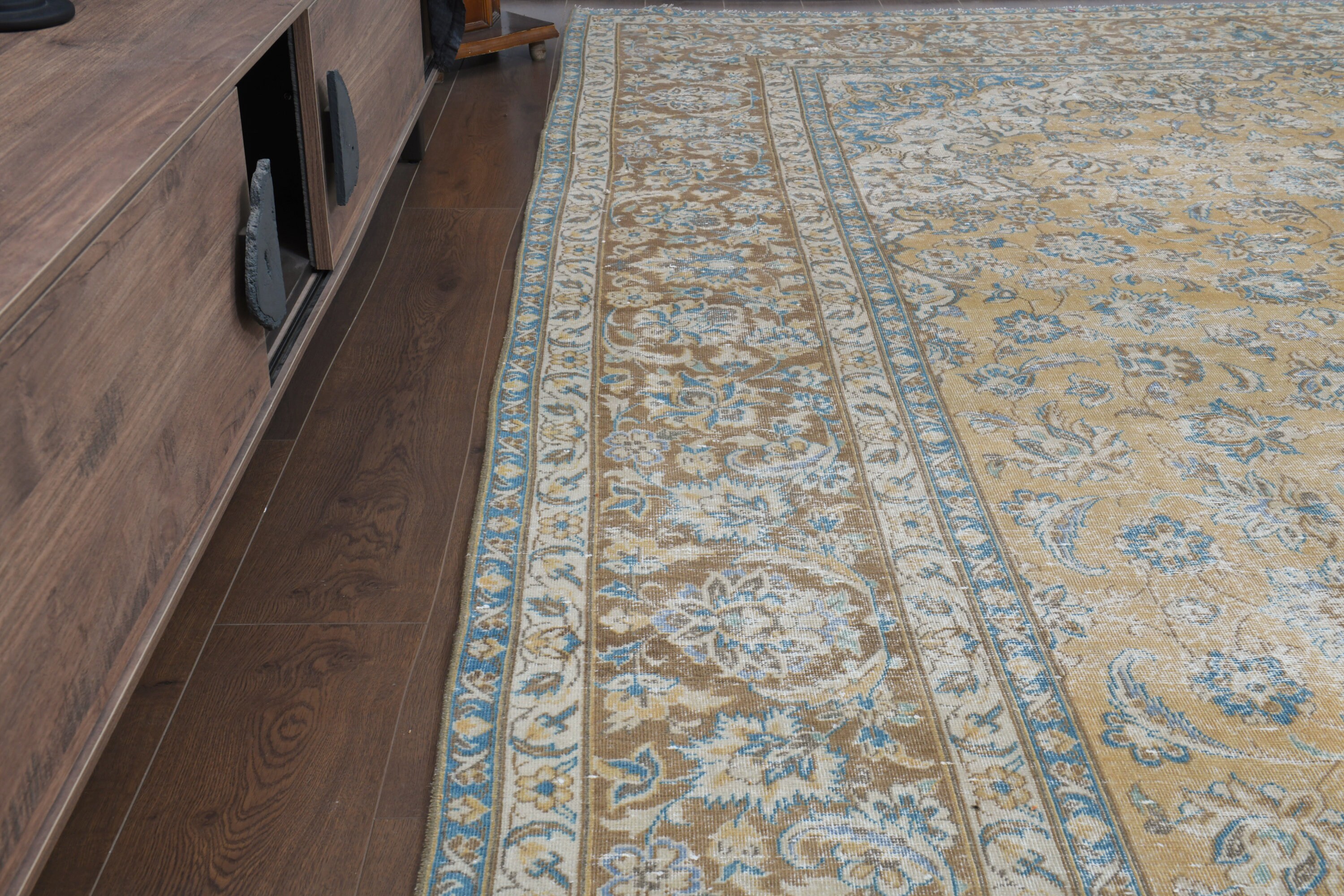 特大ヴィンテージトルコウシャクラグ：オレンジ、ブルー、ブラウン（9