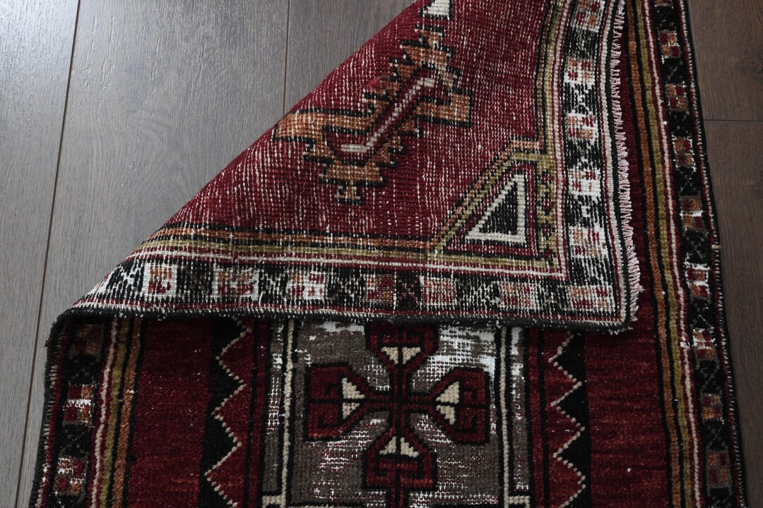 Handmade Turkish Red Rug: Small Vintage Boho Rug (1'8x3'7 Ft) - Etsy