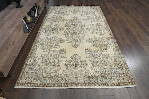 5x9インチのヴィンテージトルコ製ウシャクラグ：ハンドメイドウール