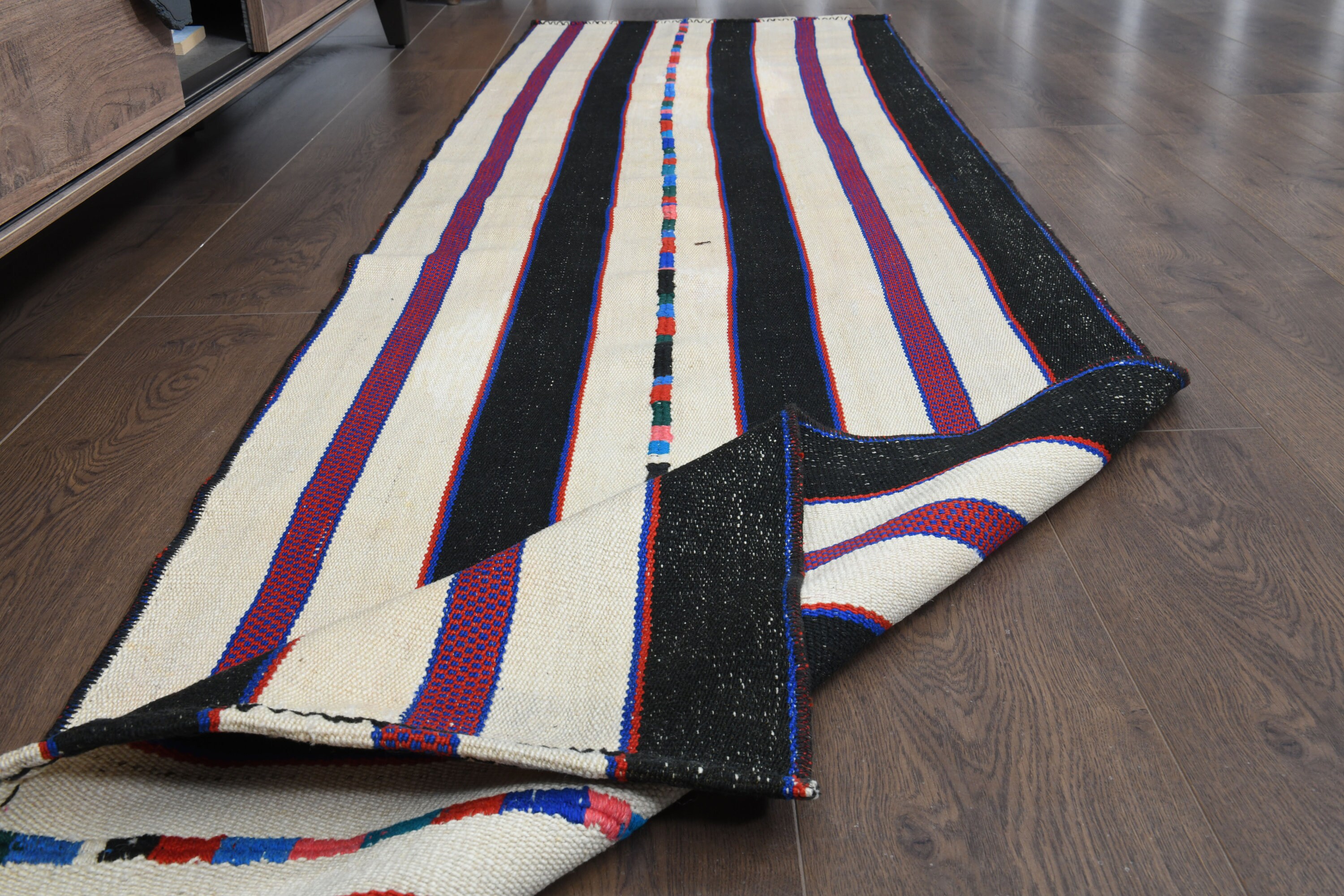 ヴィンテージ トルコ キリム ランナーラグ：ベージュ、ブラウン