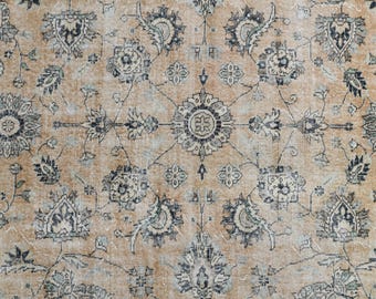 Vintage Turkish Area Rug 8.3x11.6 Ft: Hand-knotted Statement Decor