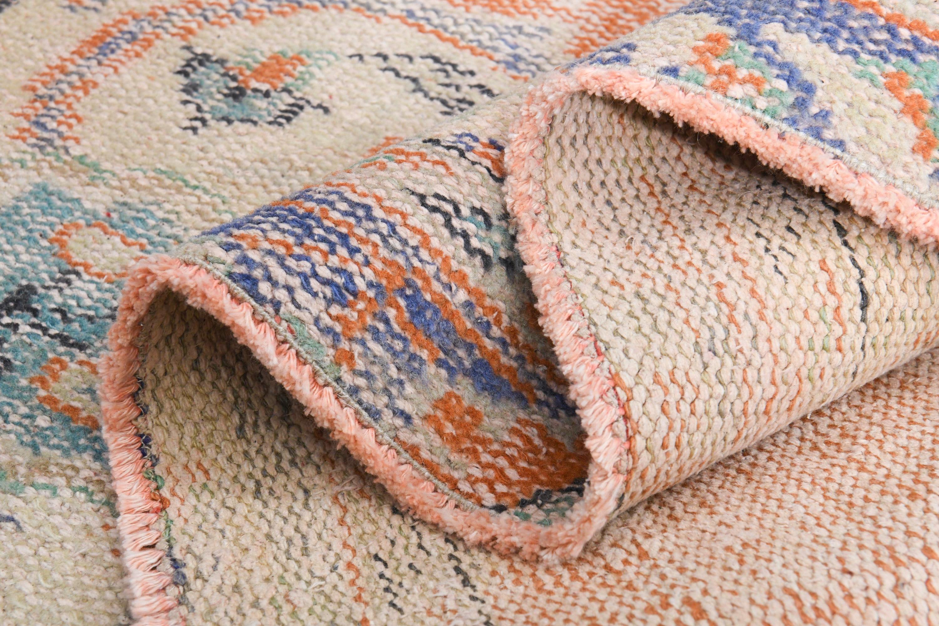 オレンジ色のトルコ絨毯（5.4x7.8フィート）：ヴィンテージウールの