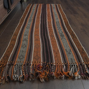 2&#39;5x6&#39;4 ft, TURKISH RUNNER RUG, Handmade, Orange Vintage Rug, Minimalist Decor, Kilim Runner 3x6, Kitchen Rug, Hallway Rug, Designer Rug