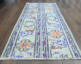 1'8x3'6 ft, PATCHWORK DECOR, TURKISH Small Runner Rug, Runner 2x6, Rug Runner , Beige Blue Rug, Shabby Decor, Kitchen Rug, Mat Rug 2x4