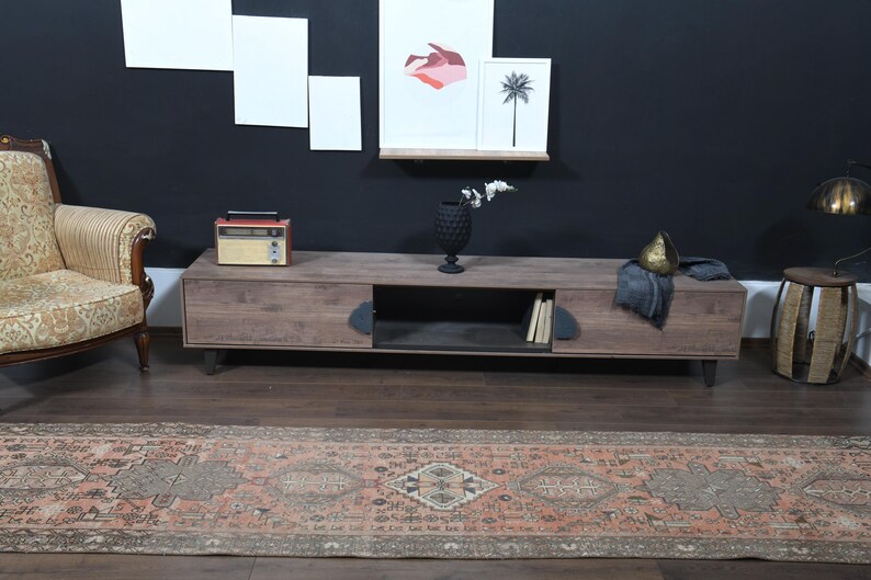 3x12'1 Ft, ORANGE TURKISH RUNNER, Vintage Rug, Handmade Rug, Wool Rug