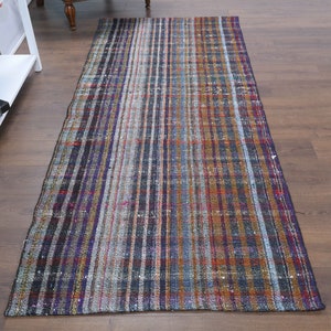 3&#39;5x8&#39;1 ft, KILIM RUNNER RUG, Purple Runner Rug, Vintage Rug, Handmade Rug, Wool Rug, Oushak Rug, 3x8 Runner Rug, Designer Rug, Kitchen Rugs
