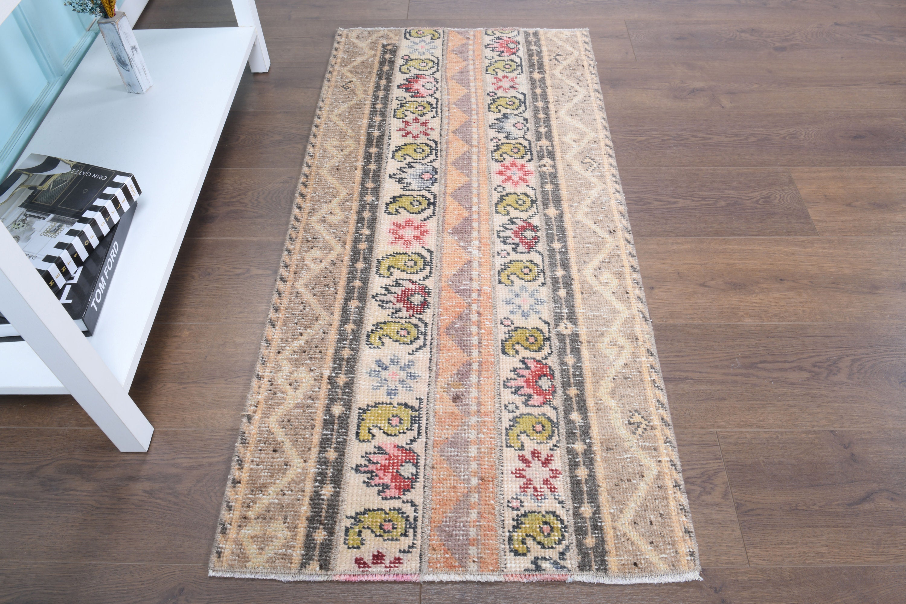 Handmade Patchwork Turkish Rug: Vintage Tribal Doormat (2x4'3 Ft