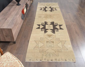 3&#39;1x10&#39;7 ft, ECLECTIC RUNNER RUG, Turkish Runner Rug, Handmade Runner Rug, Runner 3x11, Stair Runner, Kitchen Runner, Hallway Rug Runner