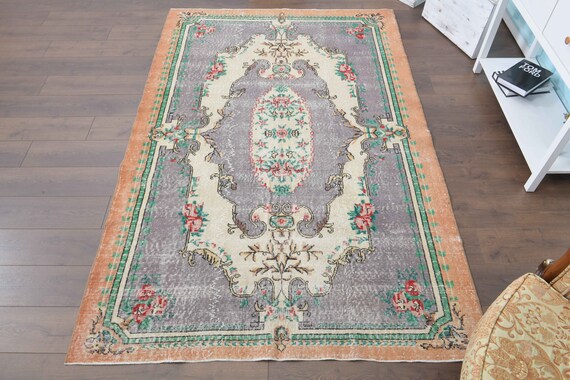 56×97 \"Afternoon tea”ViNTAGE TURKiSH RUG No. A1076 - 4.1' x 8.4' Vintage Turkish Area Rug – Velvet