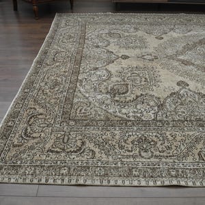 300x3200, TÜRKISCHER TEPPICH, Vintage Teppich, Handgefertigter Teppich, Wollteppich, Beiger Teppich, Beiger Teppich, Wohnzimmerteppich