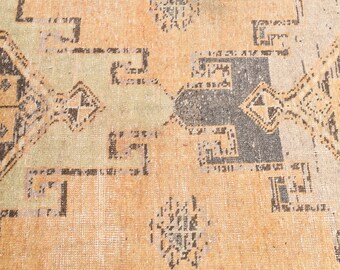 Vintage Turkish Runner Rug: Hand-Knotted Orange Hallway Rug (2.8x8.5 ft)