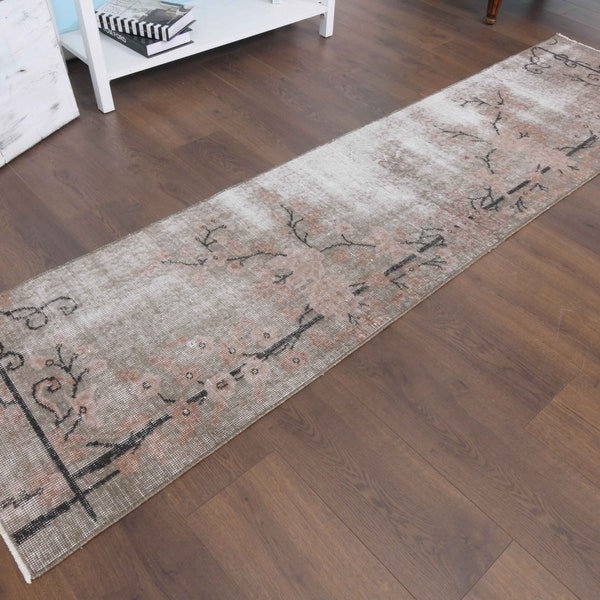 2x8 TURKISH RUNNER RUG, Gray Brown Rug, Runner Rug 2x8, Nomadic Rug, Kitchen Rug, Runner 3x8, Faded Runner Rug, Rugs, Distressed Rug