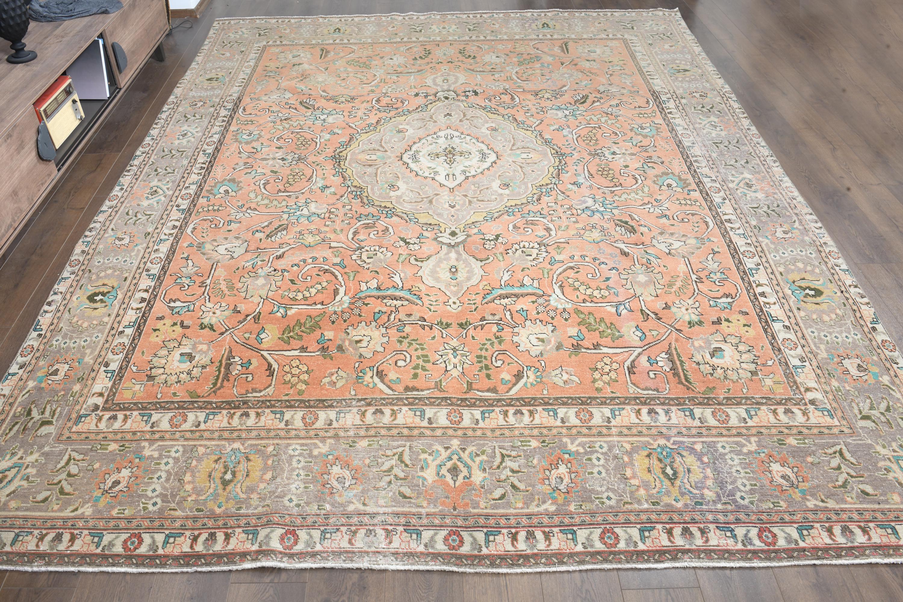 カシャンオレンジラグ、ヴィンテージトルコウシャクラグ（9'9x12'6