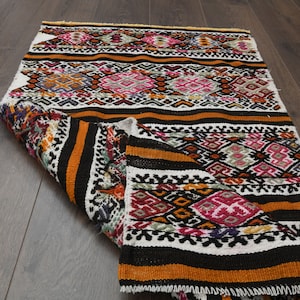 Vintage Turkish Kilim Rug (2.2x3.8 ft): Sweet Colors, Handmade Home Decor
