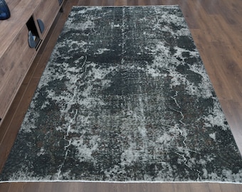 Teal Green Oushak Rug 5x8: Vintage Turkish Hand-Knotted Rug