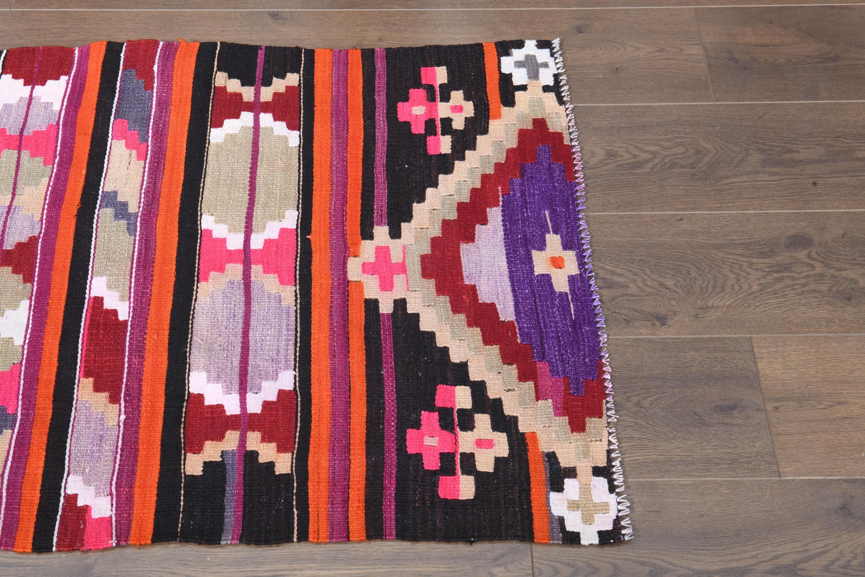 ヴィンテージ トルコ キリム ラグ：手織りウール ウシャク マット (2