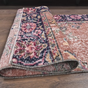 2&#39;1x5&#39;2 ft, SPRING MOTIFS, TURKISH Runner Rug, Vintage Rug, Handmade Rug, Wool Rug, Pink Rug, Floral Rug, Tribal Rug, Interior Designer, Rug