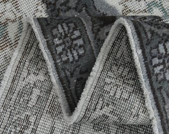 Gray Ivory Abstract Rug 6x9, Modern Vintage Turkish Rug, Distressed Overdyed Area Rug