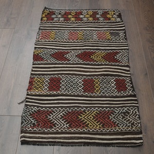 2&#39;1x3&#39;4 ft, TURKISH DOORMAT, VINTAGE Rug, Brown Beige Red Rug, Farmhouse Rug, One Of a Kind, Floral Rug, Tribal Rug, Rug 2x3 Mini Decor Rug