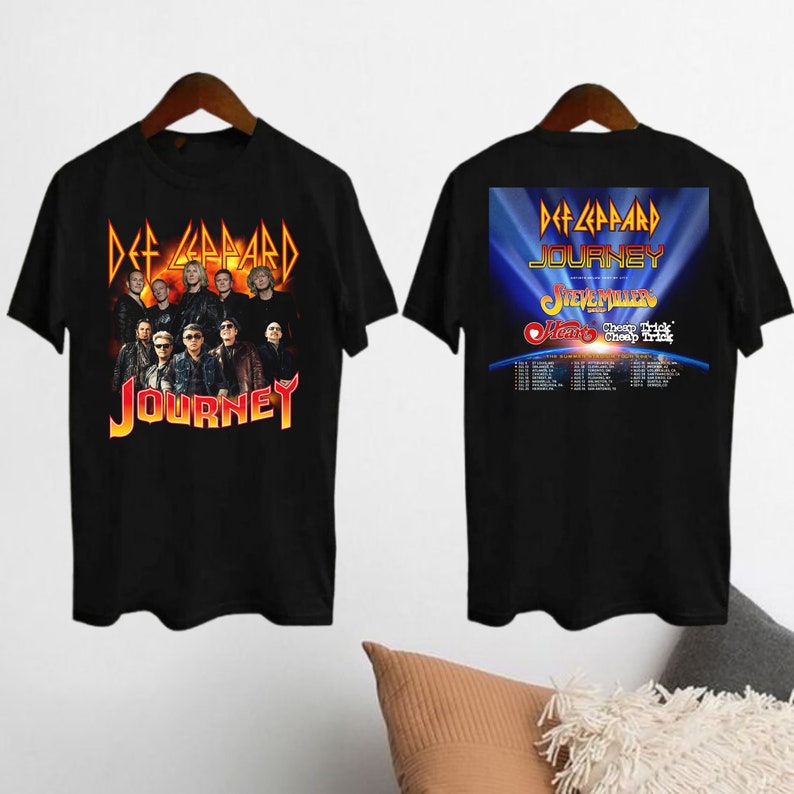 2024 Def Leppard And Journey Summer Stadium Tour Shirt, Def Leppard Fan Shirt, Journey Band Tour 2024 Shirt, Def Leppard And Journey Merch zdjęcie 1