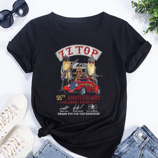 ZZ Top 55th Anniversary Shirt, ZZ Top Rock Band Shirt, ZZ Top Fan Gift, Zz Top Tour 2024 Shirt, Zz Top Signatures Shirt, Zz Top Vintage Tee