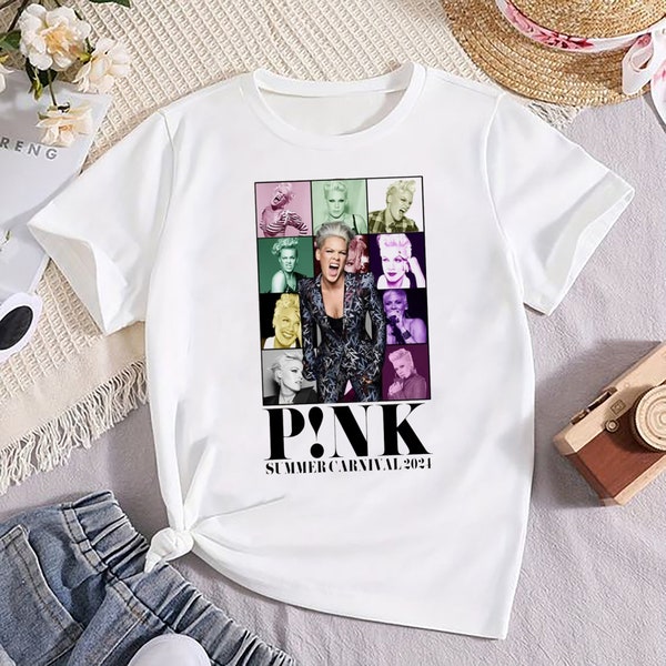 Chemise graphique P!NK Pink On Tour, T-shirt rose Carnaval d'été 2024, chemise rose P!NK chanteur, Merchandising P!NK 2024, chemise cadeau fan rose